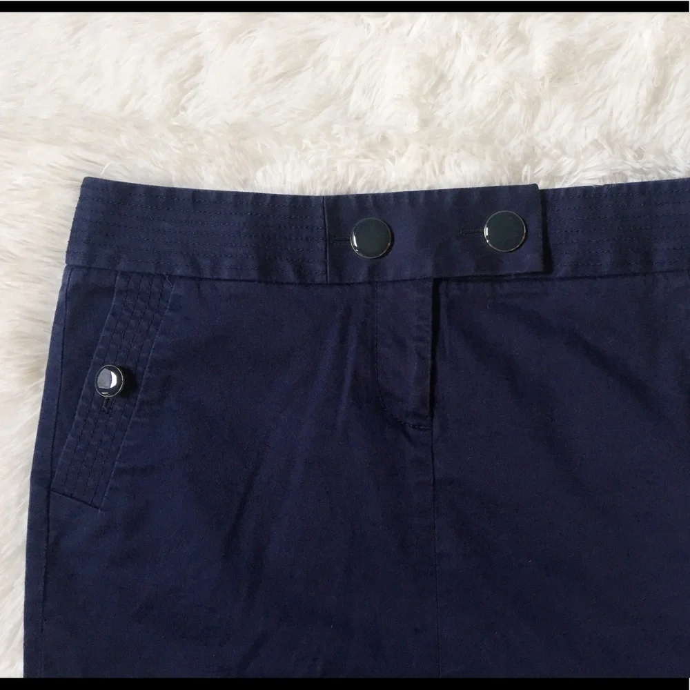 J Crew Blue Skirt Handy Pockets Button Accents sz4